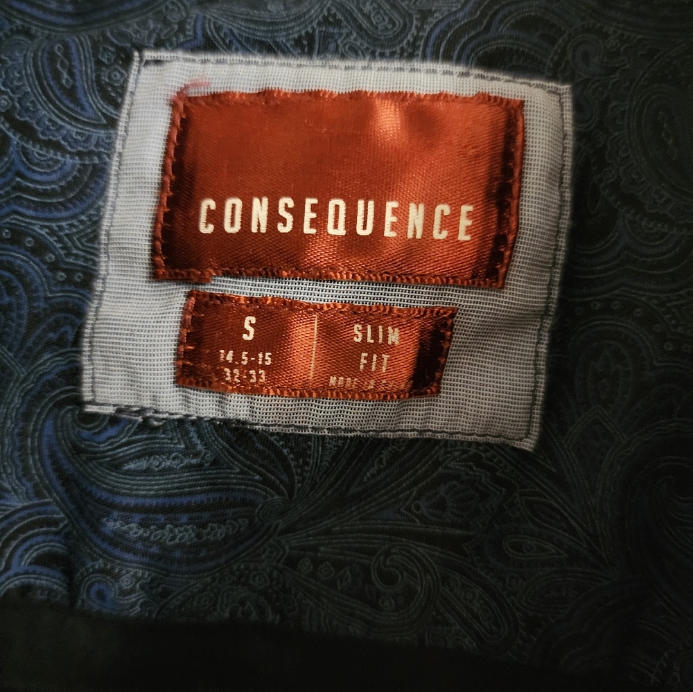 Consequence Men's Long Sleeve Shirt Size Small, Slim Fit